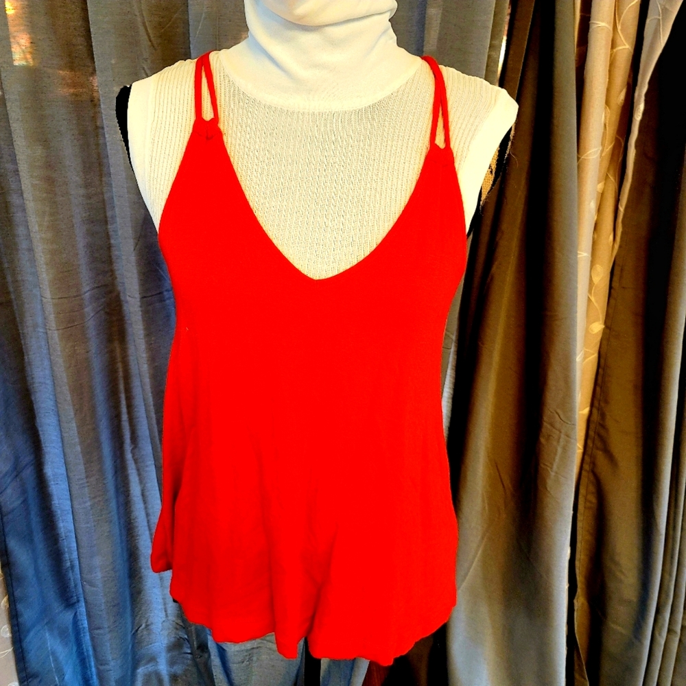 Ann Taylor Red/Orange Loose fit sleeveless flowy tank